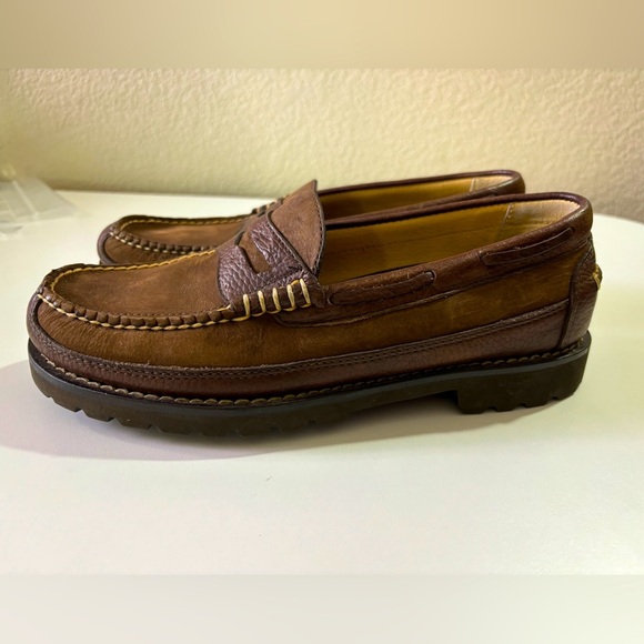 L.L. Bean Allagash Leather Penny Loafers in Bean Boot Brown/Suede 7.5 - Picture 1 of 9